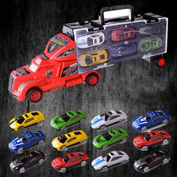 13шт Игрушечный грузовик для перевозки автомобилей, игрушечный мини-транспортер, модель автомобиля, детская игрушка (случайный цвет)