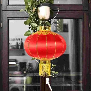 2 Шт Украшения Китайский Фонарь Красный Новогодний декор Подвесное Украшение Орнамент из железной проволоки Ткань