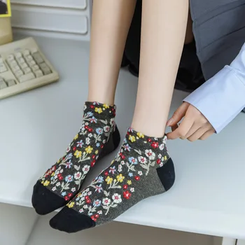 2023 Весна Лето Новые Японские Ретро носки-лодочки с цветочным рисунком Ins, Корейские женские короткие носки Tide Harajuku, Забавные носки Kawai