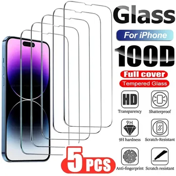 5шт Закаленное Стекло для iPhone 14 13 12 11 Pro Max Защитная пленка для экрана для iPhone 12Mini 13Mini 7 8 14 Plus SE X XS XR 14Pro Glass