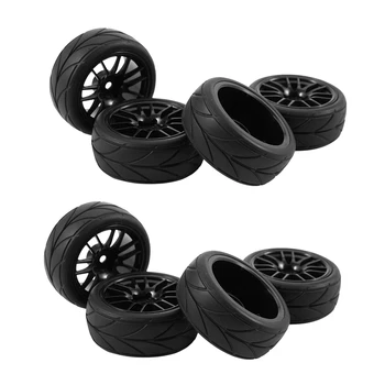 8шт 1/10 Резиновая шина для гоночного автомобиля Rc Шины на ободе дорожного колеса Подходят для Hsp Hpi 9068-6081 Rc автомобильная деталь