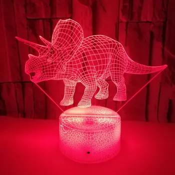 Nighdn Динозавр 3D Ночник 7 Цветов Сенсорный Светодиодный Визуальный Светильник S Динозавр Подарок для Мальчиков Прикроватная Настольная Лампа Декор комнаты
