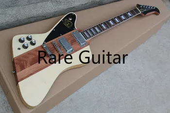 Rhxflame Custom Shop Thunderbird Fire VII Натуральная фигурная гитара с кленовым верхом, гриф через корпус из хрома