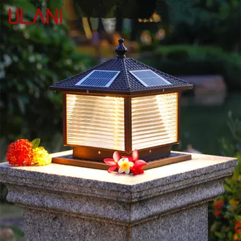 ULANI Solar Post Lamp LED Outdoor Creative Striped Glass Simple Pillar Light Водонепроницаемый IP65 для дома, двора виллы
