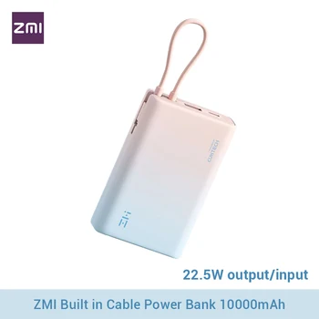 ZMI Встроенный Кабель Power Bank 10000 мАч 22,5 Вт P17 Type-C Быстрая Зарядка Mi Powerbank Портативный Powerbank Для iPhone