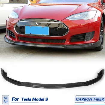 Авто Передний Бампер Спойлер Из Углеродного Волокна Для Tesla Model S 2012-2015 Стайлинг Гоночного Автомобиля Передняя Губа Защита Подбородка Двигателя