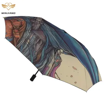 Автоматический зонт Dolphin 8 Ribs, Карикатуры, Портативный зонт, Ветроустойчивый Каркас из углеродного волокна, Зонты для мужчин и женщин
