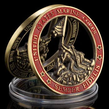 Большая Сувенирная монета Корпуса морской пехоты США Департамент Военно Морского флота Красочный Военный металл С медным покрытием Медаль Монеты США