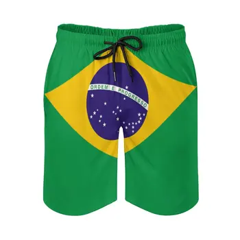Бразильский флаг Аниме BeachUnique Регулируемый шнурок Дышащие быстросохнущие мужские пляжные шорты Свободные стрейчевые Гавайские брюки