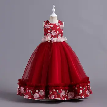 Детское платье, платье принцессы для девочки, свадебное платье на первый день рождения ребенка, вечернее платье для девочки, платье для девочки в цветочек