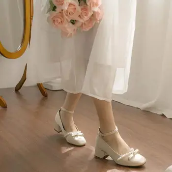 Женская летняя обувь с бантом; Женские туфли 2023 года в Японском стиле 