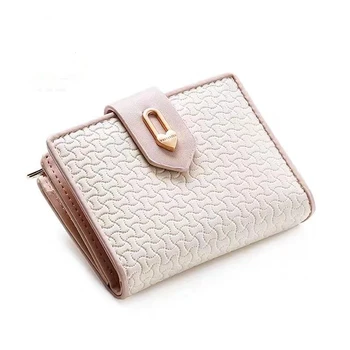 Женский кошелек, новый нишевый дизайн, женское продвинутое чувство, короткая взрывная сумка с простой пряжкой, цветная карточка, один практичный кошелек, кошелек
