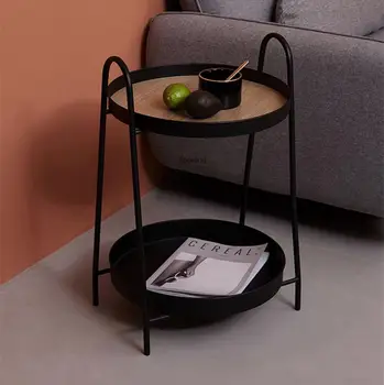 Журнальный столик в скандинавском стиле, журнальный столик из массива дерева, Креативный Круглый Диван в простой гостиной, Маленькие Круглые Железные столики