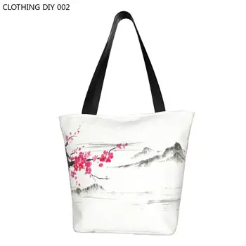 Забавные сумки для покупок в виде сакуры в цвету вишни многоразового использования, японские цветочные продукты, холщовая сумка для покупок