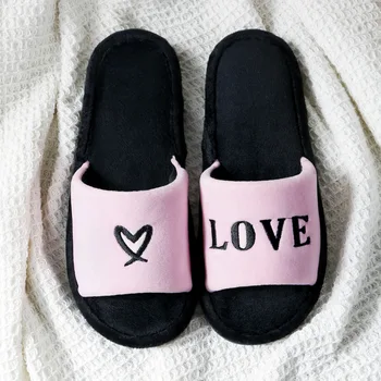 Зимние домашние тапочки Love Heart, женские теплые меховые тапочки на плоской подошве, домашняя обувь для женской спальни, уютный Мягкий комфорт, новинка 2023 года