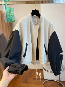 Кожаная куртка в стиле пэчворк контрастного цвета для женщин 2023 года, женская зимняя куртка, женское холодное пальто, зимняя куртка, женская акция