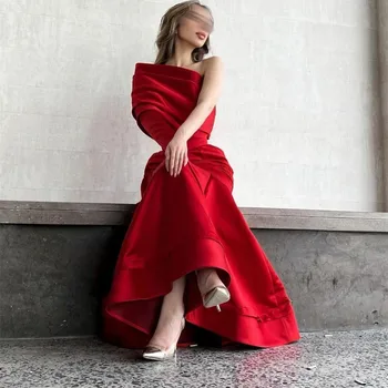 Красное Длинное Вечернее платье Из Тафты С открытыми плечами -Трапециевидное Платье цвета Слоновой кости для выпускного вечера Robe de soirée для женщин
