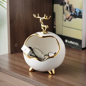 Креативный легкий роскошный золотой олень, коробка для хранения ключей, шкаф для обуви в прихожей, встроенный в рабочий стол у двери