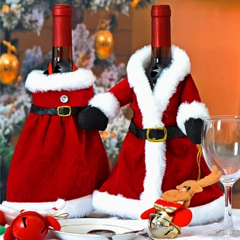 Креативный Рождественский набор бутылок вина, Золотое бархатное платье, крышка для бутылки вина, сумка для бутылки вина, Рождественский Новогодний Декор обеденного стола