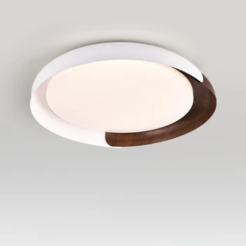Лампа для спальни современный простой круглый светильник для столовой и кабинета цвета грецкого ореха потолочный светильник для главной спальни