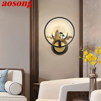Латунный настенный светильник AOSONG, современное роскошное мраморное бра, Украшение интерьера спальни, прикроватной тумбочки, гостиной, коридора