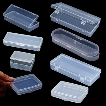 Маленькая Квадратная прозрачная пластиковая коробка 8 размеров для хранения ювелирных изделий, пилюль из бисера для рукоделия, домашнего хранения