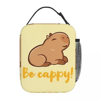 Милые аксессуары Happy Capybara, Изолированная сумка для ланча для детей, Школьный ланч-бокс, портативный Новый охладитель, Термальный ланч-бокс