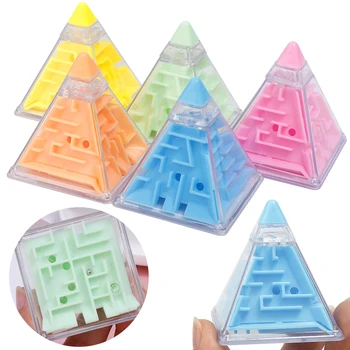 Мини-3D Трехмерная пирамида, Бисероплетение, Игрушки для пересечения лабиринта Оптом, Портативная Детская головоломка для тренировки памяти, Развивающая игрушка в подарок