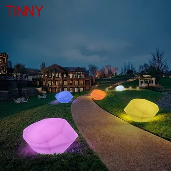 Миниатюрные современные 16-цветные фонари для газона, USB-электрический креативный 3D белый камень с дистанционным управлением, IP65 Декор для сада и парка