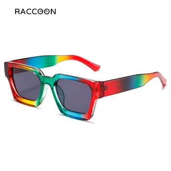 Модные солнцезащитные очки Rainbow, мужские Винтажные Солнцезащитные очки Pride, Женские Толстые квадратные очки, Летние Ретро Модные Красочные оттенки Uv400
