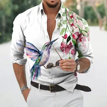 Мужская Гавайская рубашка с длинными рукавами в цветочек, весенне-осеннее платье больших размеров, повседневная элегантная роскошная клетчатая дышащая одежда в социальную клетку