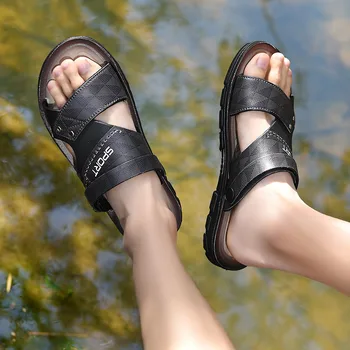 Мужские тапочки, Лето 2022, повседневные пляжные сандалии большого размера, трендовая мужская обувь, нескользящая удобная обувь на плоской подошве, Zapatillas