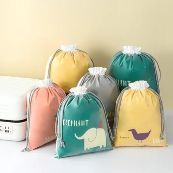 Мультяшная милая водонепроницаемая сумка на шнурке большой емкости, домашняя одежда, обувь, полотенца, пылезащитная сумка для хранения, сумка-органайзер для путешествий