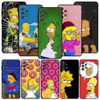 Мультяшные Гомеры и Симпсоны, Черный чехол для телефона Samsung Galaxy A54 A53 A52 A14 A13 A12 A34 A33 A32 A24 A23 A22 A04 A03S A02S A72