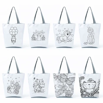Мультяшные женские офисные сумки-тоут, портативные дорожные пляжные сумки большой емкости, повседневные сумки для покупок, сумки с цветочным принтом бабочки