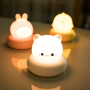 Мультяшный Ночник Медведь Кролик USB Зарядка, Поглаживание, Индукционный светодиодный Светильник для кормления ребенка, Прикроватный светильник для спальни, Детский Подарок