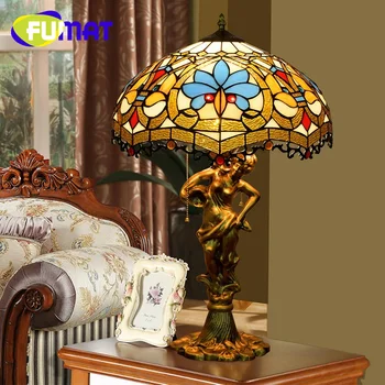 Настольная лампа с витражным стеклом FUMAT Tiffany в стиле ретро love beads в стиле ар-деко, гостиная, столовая, кабинет, прикроватная тумбочка для спальни, офисная лампа