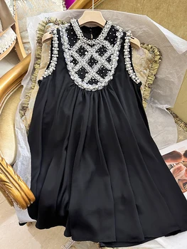 Новейшее дизайнерское Стильное женское платье без рукавов с бриллиантами, расшитое пайетками.