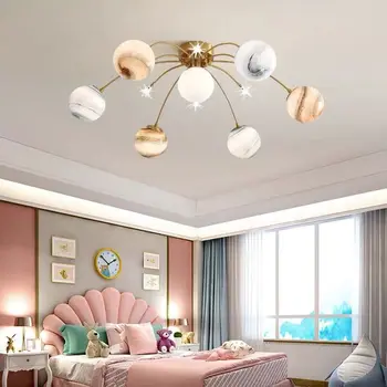Персонализированная Романтическая Декоративная лампа для детской комнаты Creative Planet Glass Ball Lights Современный Простой потолочный светильник в виде звезды