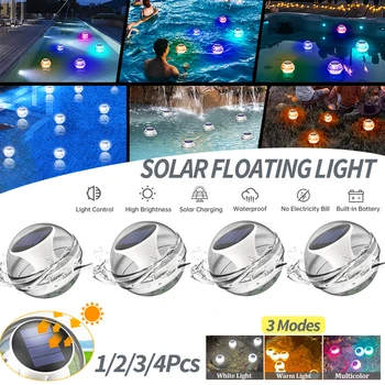 Плавающий Бассейн Свет Солнечный Бассейн Огни RGB Изменение Цвета IP65 Водонепроницаемый Светодиодный Ночник Для Плавания Пруд Мяч Декор 1/2/3 /4шт