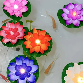 Плавающий фонарь Lotus, Электронный Плавающий светильник для бассейна, Декоративный Речной фонарь, Благословляющий Водяную Лилию, Свеча