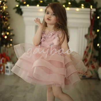 Платье Принцессы с цветочным узором для девочек, Детское Свадебное Платье для Рождественской Вечеринки, Платье Со шлейфом для Детей-подростков, Элегантное Vestidos для 0-14 лет