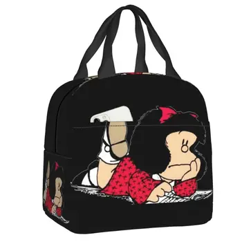 Портативный холодильник с аргентинским мультяшным комиксом Quino, Термос для ланча для школьников, Mafalda, Изолированные сумки для ланча для женщин
