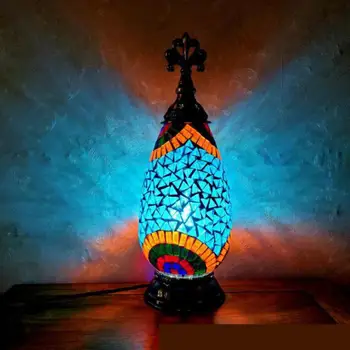 Прямая продажа с фабрики Турецкая настольная лампа с мозаичным стеклянным абажуром, освещение прикроватной тумбочки для спальни, Романтическая Декоративная настольная лампа