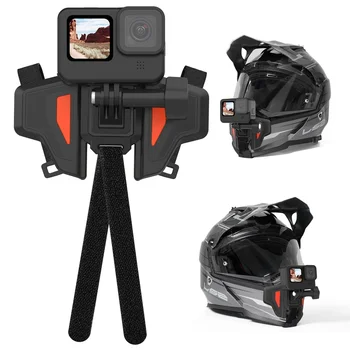 Ремешок Для Крепления Мотоциклетного Шлема Складной Кронштейн Аксессуар для Камеры GoPro Hero 11 10 DJI Action 2 Insta360 Запчасти Для Велосипедных Съемок