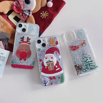 Рождественский Подарок Жидкий Зыбучий Песок Bling Glitter Чехол Для Телефона Xiaomi 13 12Pro 11 на xiaomi 10 CC9 8 9 5X 6X Max 3 2 Силиконовый Чехол