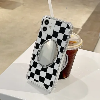 Роскошный клетчатый зеркальный чехол для мобильного телефона с шахматной доской для iphone 14 13 12 11 Pro Max Plus Mini X XS XR 7 8 противоударный Задний чехол