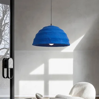 Светодиодная люстра Nordic Wabi Sabi с инновационным синим дизайном для ресторана, гостиной, кофейни и дома в семье