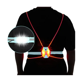 Светоотражающий жилет для ночного бега, светодиодный нагрудный светильник, USB-зарядка, кемпинг, рыбалка, велосипедный жилет ()