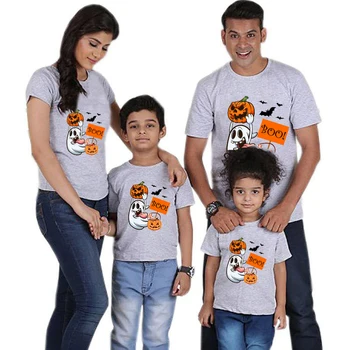 Семейные топы в тон Хэллоуину, футболки с тыквами и призраками эксклюзивного дизайна
